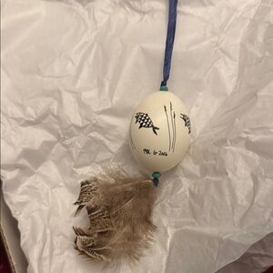 Decorative Egg Ornament with Feathers